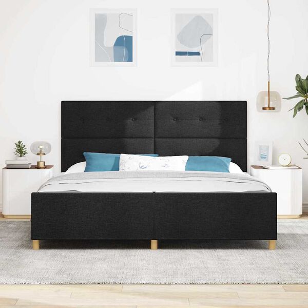 vidaXL Estructura de cama con cabecera Negro 200 x 200 cm tela