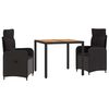 vidaXL Juego de comedor para exteriores 3 uds. Negro