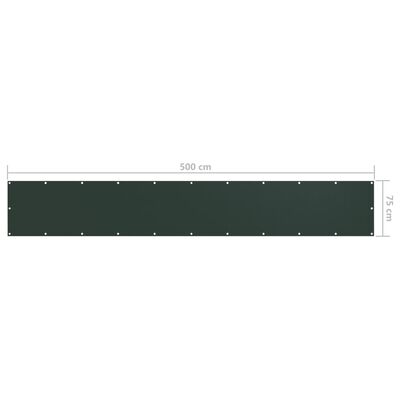vidaXL Toldo para balcón tela oxford verde oscuro 75x500 cm