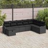 vidaXL Conjunto de sof&aacute; de jard&iacute;n con coj&iacute;n 8 pcs Negro Polirat&aacute;n