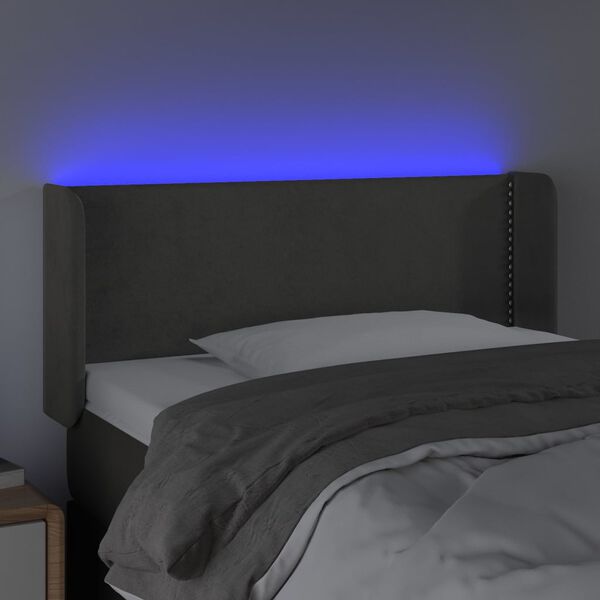 vidaXL Cabecero con LED de terciopelo gris oscuro 83x16x78/88 cm