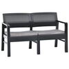 vidaXL Banco jard&iacute;n 2 plazas y cojines pl&aacute;stico gris antracita 120 cm