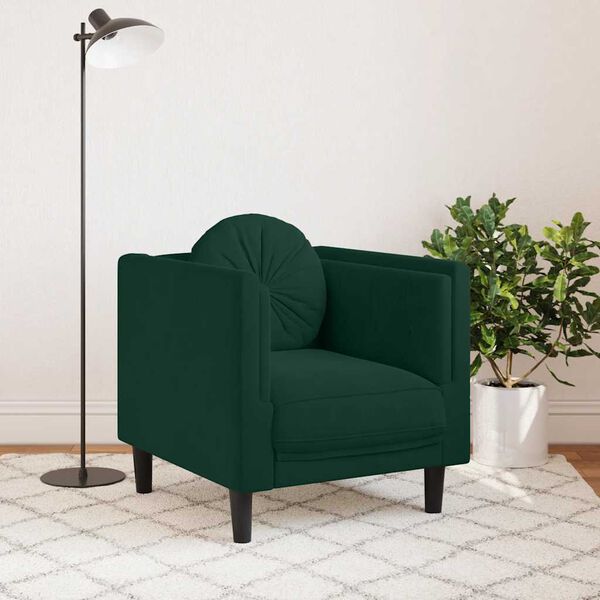 vidaXL Sill&oacute;n con coj&iacute;n terciopelo verde oscuro