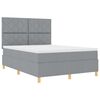 vidaXL Cama Box Spring LED con colch&oacute;n Gris Claro 160 x 200 cm tela
