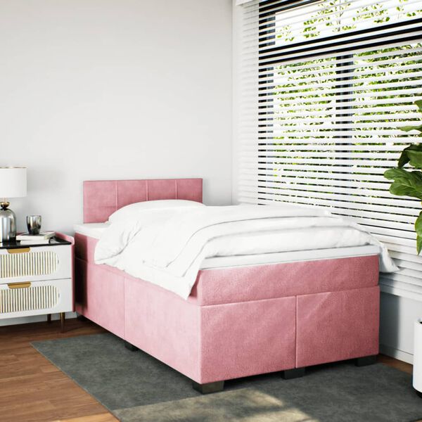 vidaXL Cama box spring con colch&oacute;n terciopelo rosa 120x200 cm