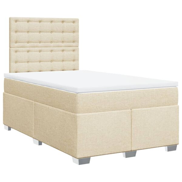 vidaXL Cama box spring con colch&oacute;n tela color crema 120x190 cm