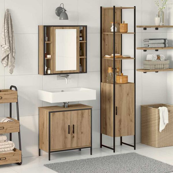 vidaXL Unidades de Tocador de Ba&ntilde;o 3 pcs Marr&oacute;n Madera contrachapada