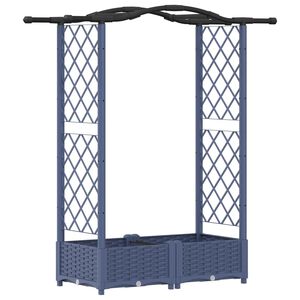 vidaXL Cama elevada con trellis y techo Gris 124 x 40 x 125 cm PP
