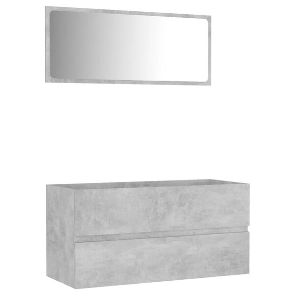 vidaXL Set muebles de ba&ntilde;o 2 piezas madera contrachapada gris hormig&oacute;n