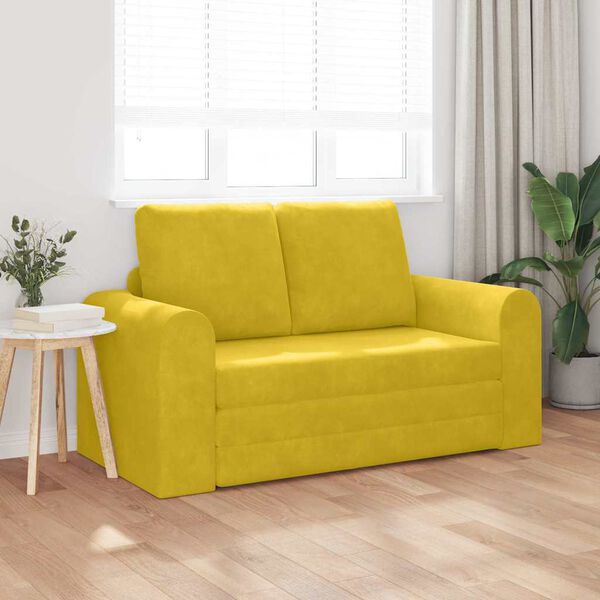 vidaXL Sof&aacute; cama 60cm Amarillo Terciopelo