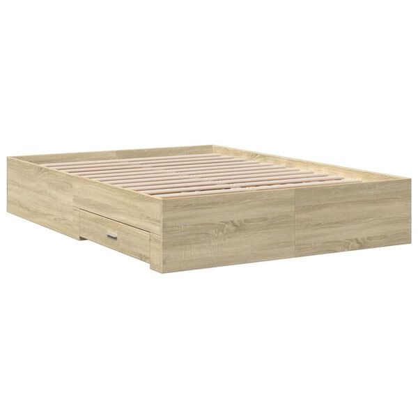 vidaXL Cama con cajones madera de ingenier&iacute;a roble Sonoma 120x190 cm