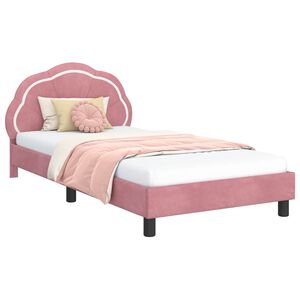 vidaXL Cama para ni&ntilde;os con cabecero Rosa 80 x 200 cm Terciopelo