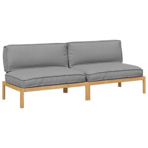 vidaXL Juego de Sof&aacute; con coj&iacute;n Liso 2 pcs Gris Madera de Acacia S&oacute;lida