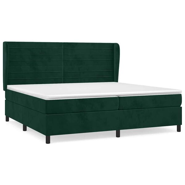 vidaXL Cama box spring con colch&oacute;n terciopelo verde oscuro 200x200 cm