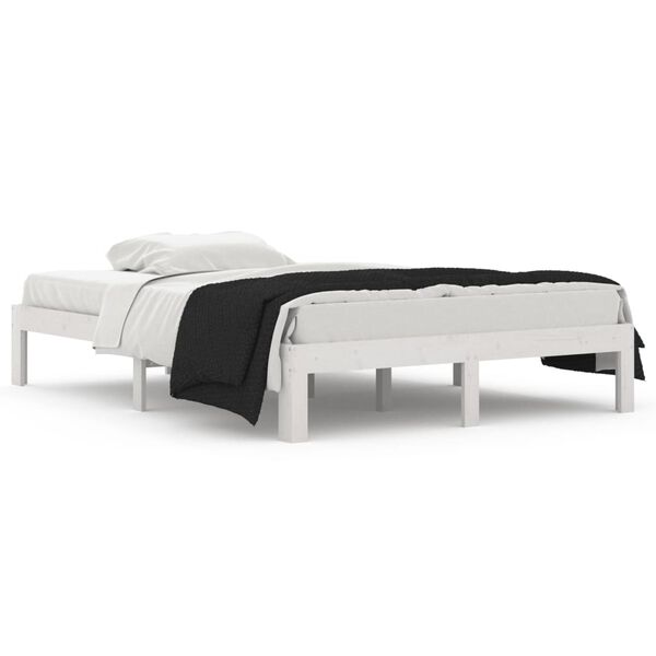 vidaXL Estructura de cama doble sin colch&oacute;n blanco 135x190 cm