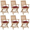 vidaXL Sillas de jard&iacute;n plegables 6 uds y cojines madera maciza acacia