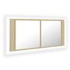 vidaXL Armario espejo de ba&ntilde;o LED acr&iacute;lico roble Sonoma 100x12x45 cm