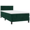vidaXL Cama box spring colch&oacute;n y LED terciopelo verde oscuro 90x200 cm