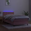 vidaXL Cama box spring colch&oacute;n y LED terciopelo rosa 90x200 cm