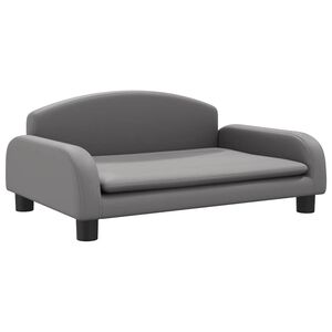 vidaXL Sof&aacute; para ni&ntilde;os de cuero sint&eacute;tico gris 70x45x30 cm
