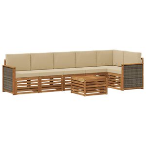 vidaXL Conjunto de Sof&aacute; Seccional con coj&iacute;n 6 pcs Natural