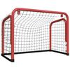 vidaXL Porter&iacute;a hockey y red acero y poli&eacute;ster rojo y negro 68x32x47cm
