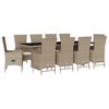 vidaXL Set comedor de jard&iacute;n 11 pzas con cojines rat&aacute;n sint&eacute;tico beige