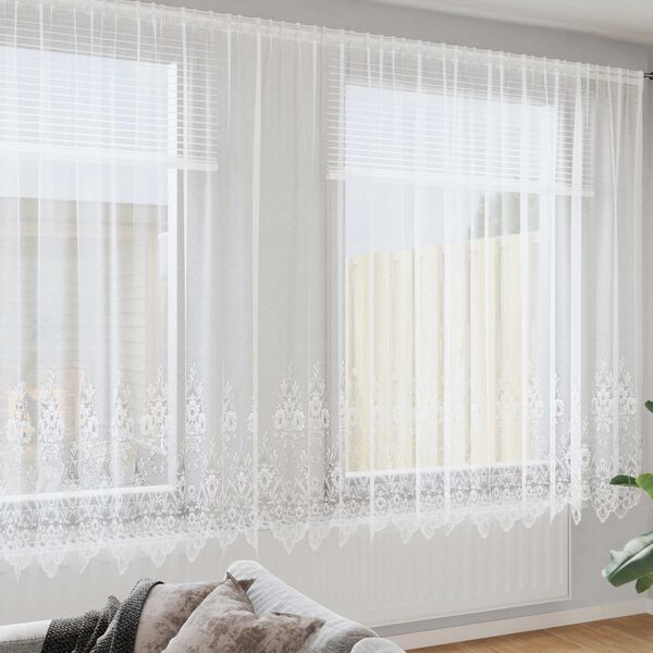 vidaXL Cortina de Encaje con cortinas Floral 220 x 900 cm Poli&eacute;ster