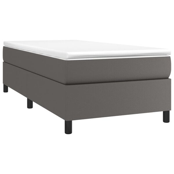 vidaXL Cama box spring con colch&oacute;n cuero sint&eacute;tico gris 90x190 cm