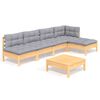 vidaXL Juego de muebles de jard&iacute;n 6 pzas y cojines madera pino gris