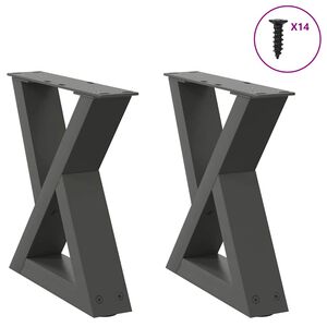vidaXL Patas para mesa de centro (2 unidades), antracita, 30 x (30-31,3) cm, acero