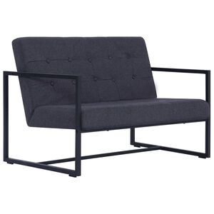 vidaXL Sof&aacute; de 2 plazas con reposabrazos acero y tela gris oscuro