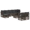 vidaXL Conjunto de sof&aacute;s de jard&iacute;n 10 uds. Gris rat&aacute;n sint&eacute;tico