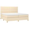 vidaXL Cama box spring colch&oacute;n y luces LED tela crema 200x200 cm