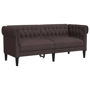 vidaXL Sof&aacute; Chesterfield de 2 plazas tela marr&oacute;n oscuro