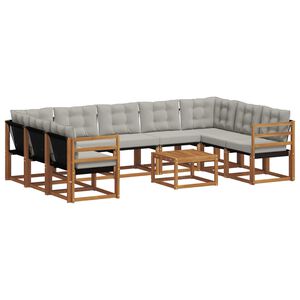 vidaXL Conjunto de sof&aacute;s de exterior 10 pcs Gris Natural y Claro