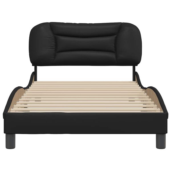 vidaXL Estructura de cama sin colch&oacute;n Hvar cuero sint&eacute;tico negro 100x200 cm