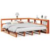 vidaXL Cama con estanter&iacute;a sin colch&oacute;n madera maciza marr&oacute;n 200x200 cm