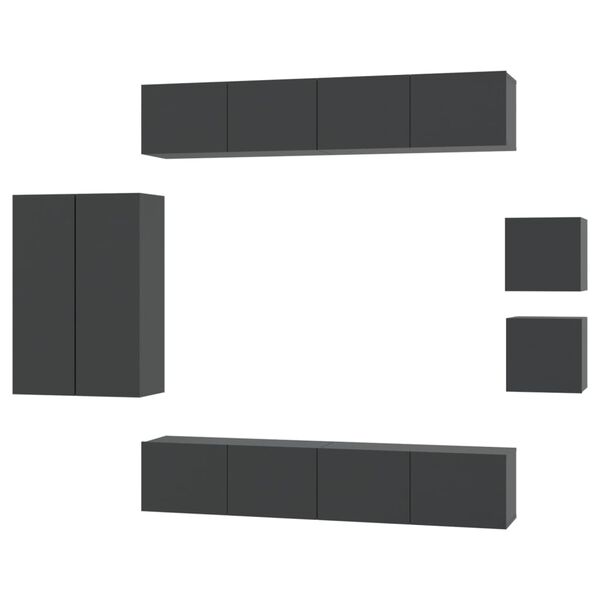 vidaXL Set de muebles para TV 8 piezas madera contrachapada negro