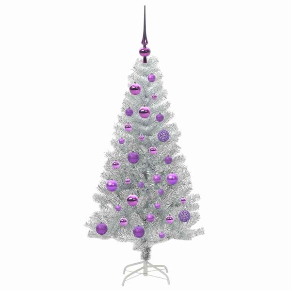 vidaXL &Aacute;rbol de Navidad con 150 LED con soporte Plateado 120 cm PET