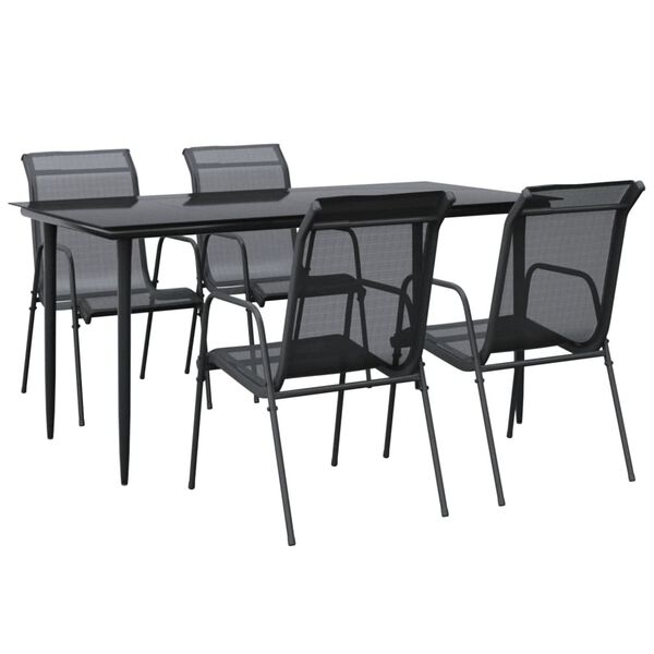 vidaXL Juego de comedor para jard&iacute;n 5 piezas acero y textilene negro