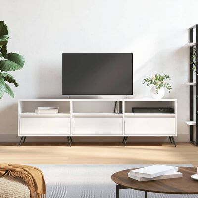 vidaXL Mueble de TV madera contrachapada blanco brillo 150x30x44,5 cm