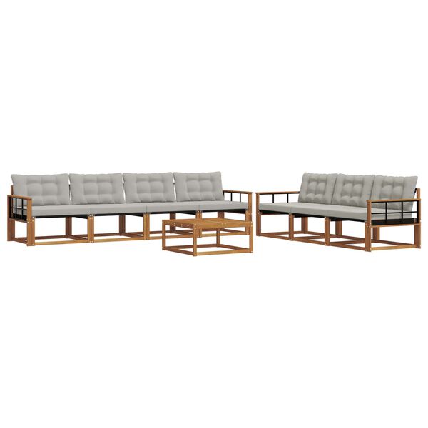 vidaXL Conjunto de sof&aacute;s de exterior 8 pcs Gris Natural y Claro