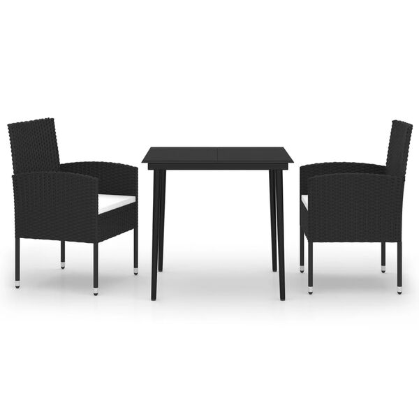 vidaXL Juego de comedor para jard&iacute;n 3 piezas negro