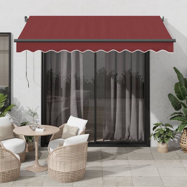 vidaXL Toldo retr&aacute;ctil autom&aacute;tico con LEDs burdeos 350x250 cm