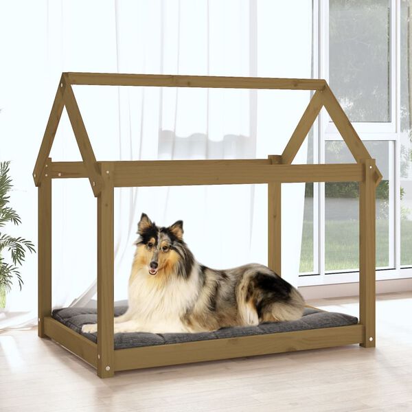 vidaXL Cama para perros madera maciza pino marr&oacute;n miel 101x70x90 cm