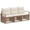 vidaXL Conjunto de sof&aacute;s de jard&iacute;n 3 uds. Beige rat&aacute;n sint&eacute;tico