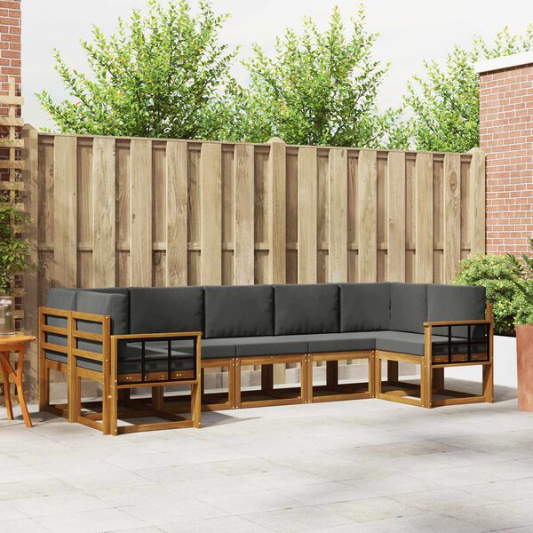 vidaXL Conjunto de sof&aacute;s de exterior 7 pcs Natural y Antracita