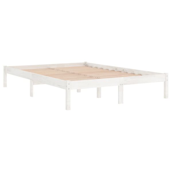 vidaXL Estructura de cama sin colch&oacute;n madera maciza blanco 140x200 cm