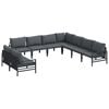 vidaXL Conjunto de sof&aacute;s de jard&iacute;n con coj&iacute;n 9 pcs Negro Acero